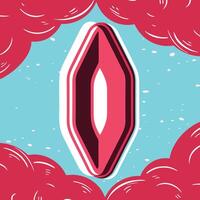 Abstract Red and White Shape in Blue Sky vector