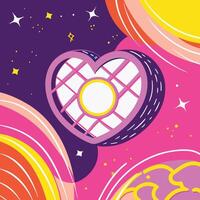 Abstract Heart Design with Pink, Yellow, and Purple Cosmic Background vector
