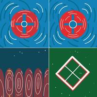 Abstract Geometric Shapes Red, Blue, Green, and White Design vector