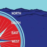 Compass Directions Navigating North, South, East, and West vector