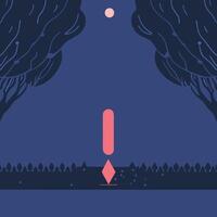 Night Scene Abstract Shapes, Trees, and Moon vector