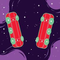 Cosmic Red Vehicles in Space Abstract Art vector