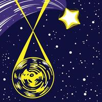 Celestial Dance Comet, Star, and Planet vector