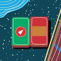 Abstract Geometric Shapes Red, Green, and Teal Design vector