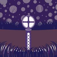 Night Field with Cross Symbol Abstract Art vector