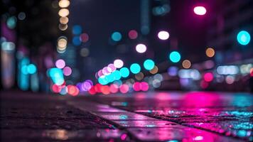 Neon Urban Bokeh Background Inspired by City Lights, bokeh abstract background, modern abstract backdrop. photo