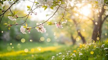 Spring Garden Bokeh for Nature Lovers , bokeh abstract background, modern abstract backdrop. photo