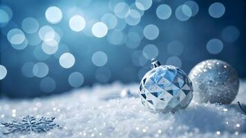 Cool Blue and Silver Bokeh for a Frosty Look, bokeh abstract background, modern abstract backdrop. Christmas photo
