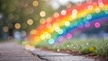 Vivid Rainbow Bokeh for a Playful and Colorful Vibe , bokeh abstract background, modern abstract backdrop. photo