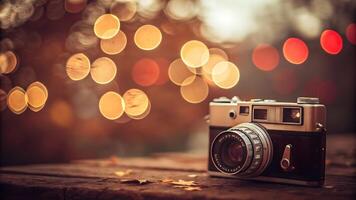Retro Bokeh Background with Vintage Warmth, bokeh abstract background, modern abstract backdrop. photo