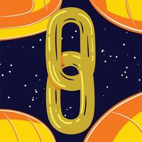 Interlinked Abstract Gold Rings in Cosmic Space vector