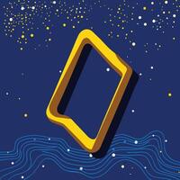 Abstract Gold Frame in Blue Wavy Background vector