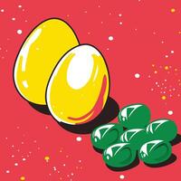 Yellow and Green Spheres on Red Background vector