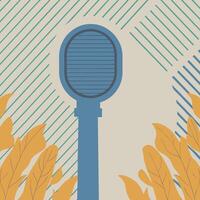 Abstract Autumnal Design Leaves, Lines, and Circular Form vector