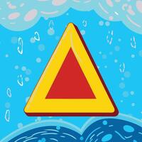Underwater Warning Sign Submerged Hazard Alert vector