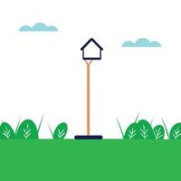 Birdhouse in a Meadow Simple Nature Scene vector