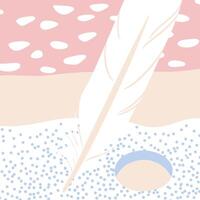 Abstract Feather Writing on Dotted Background vector