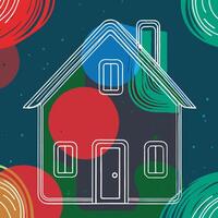 Abstract House Illustration Colorful Circles and Lines vector