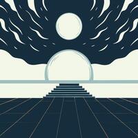Abstract Surreal Stairway to Celestial Moonscape vector
