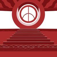 Path to Peace Abstract Red Staircase and Peace Symbol vector