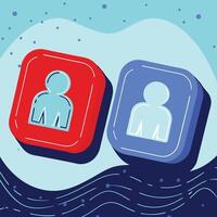 Dual User Interface Design Red and Blue Icons vector