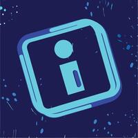 Neon Blue Information Icon Digital Guide, Graphic Design, Abstract Art, Modern Symbol, UI Element, Tech Illustration, Information Symbol, Abstract Background, Bold Shape, Flat Design vector
