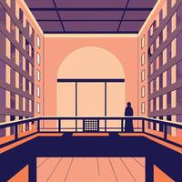 Contemplation on a Balcony Architectural Study vector
