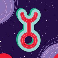 Abstract Cosmic Symbol Teal and Red Design vector