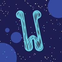 Cosmic Letter W Abstract Art Design vector