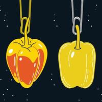 Suspended Bell Peppers A Study in Color and Contrast vector
