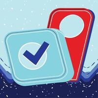 Abstract Check Mark and Locator Design Elements vector