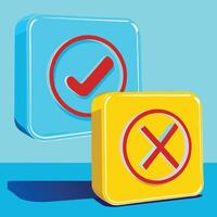 Decision Making Checkmark vs. Cross Graphic vector