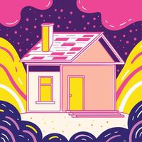 Vibrant House Illustration Colorful Home Design vector