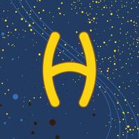 Abstract Yellow H Symbol on a Night Sky vector