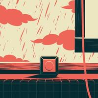 Rainy Day Abstract Red Clouds, Geometric Forms vector