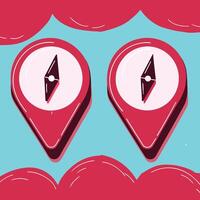 Dual Compass Icons Navigation Location vector