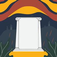 Abstract Art Classical Column, Yellow and Teal Landscape vector