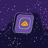 Abstract Purple and Gold 3D Icon in Space vector