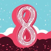 Abstract Number Eight, Pink and White Design vector
