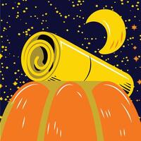 Night Sky Scroll on Autumn Gourd vector