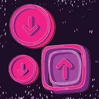 Abstract Up and Down Arrows in Neon Style vector