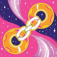 Cosmic Chains Abstract Art in Pink and Purple vector