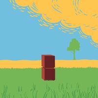 Abstract Landscape Cube in a Field vector