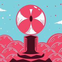 Abstract Pink Symbol Emerging from Waves vector