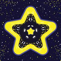 Abstract Starry Night Design Yellow Star with Mandala Pattern vector