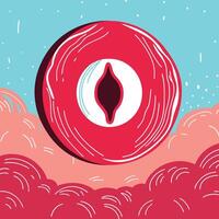 Abstract Red Orb in Pastel Cloudscape vector