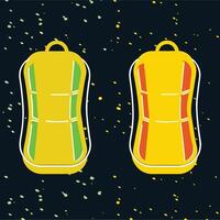 Yellow Backpacks Design Variations with Colorful Stripes vector