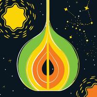 Cosmic Fruit Abstract Art of Celestial Body and Vibrant Hues vector