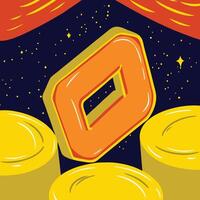 Abstract Orange and Yellow Shapes in Space vector