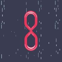 Abstract Number Eight Design Red Infinity Symbol on Dark Background vector